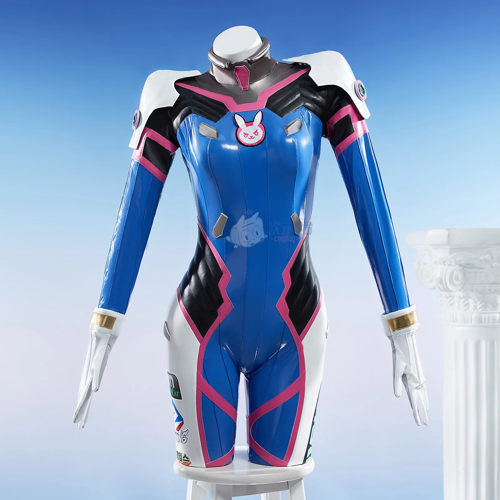 Game Overwatch D.Va Cosplay OW Costume Sexy leather women jumpsuit wig prop acc… - Image 4