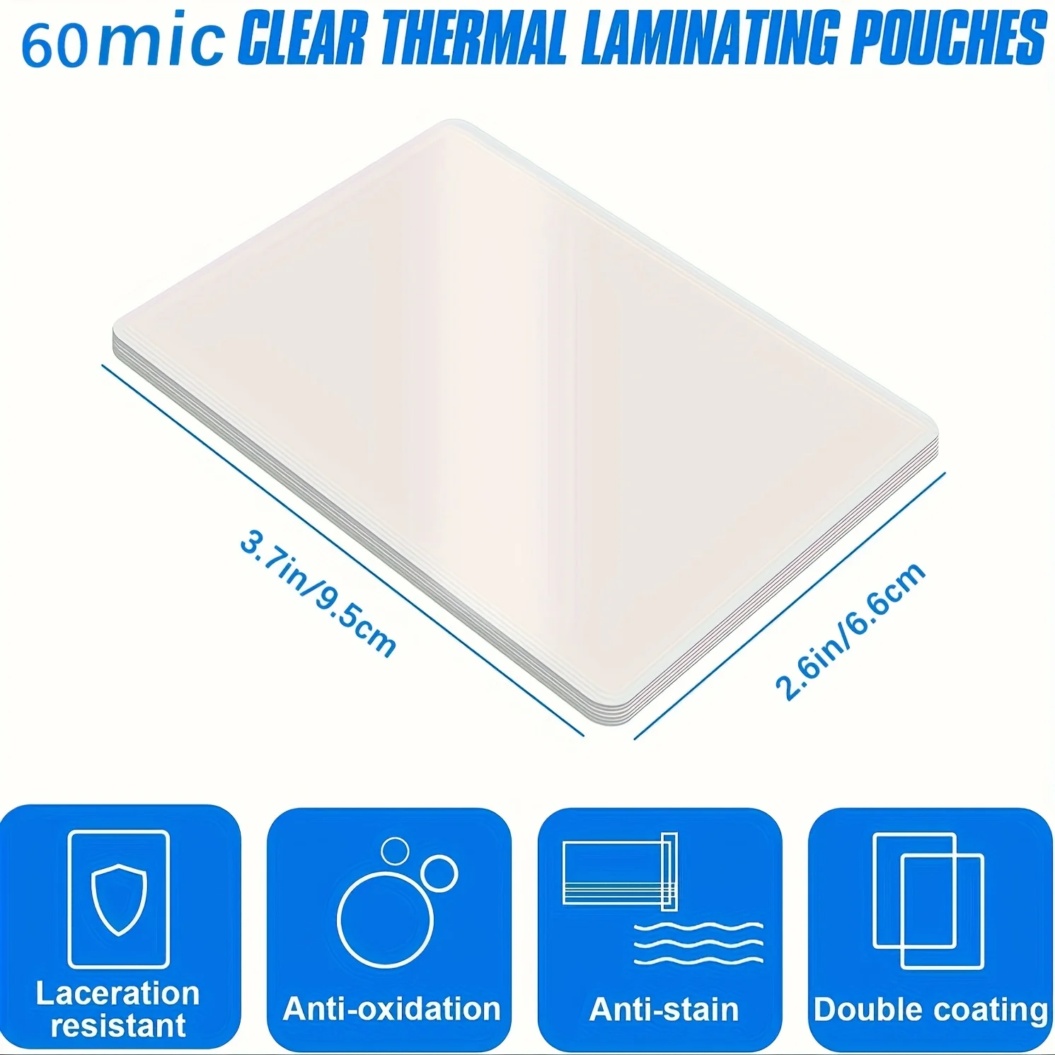 Paquete de 100 hojas de laminación de 2,6x3,7 pulgadas, bolsas de laminación térmica, película de laminación de 60mic de espesor