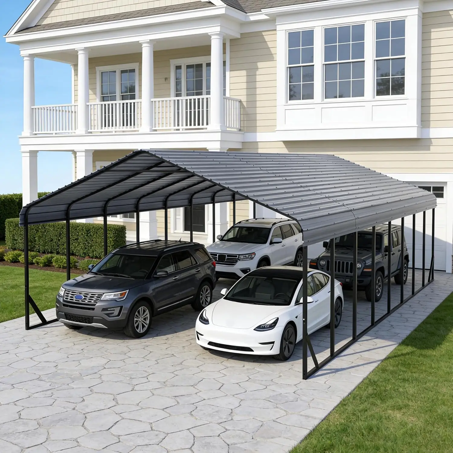 20x40FT Heavy Duty Metal Carport Kit for 3-4 Cars, Customized