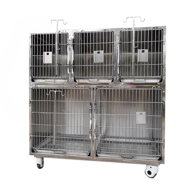 

High Quality Factory Supply Professional Veterinary 5 Doors Stainless Steel Dog cage For Pet veterinary Modular Cage