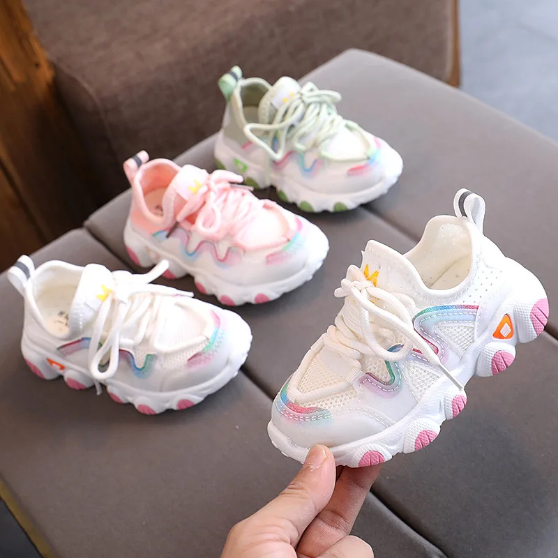 2026 Autumn Breathable Toddler Boy Sneakers Stretch Fabric Fashionable Baby Running Shoes Pink School Girl Sports Shoes Sneakers