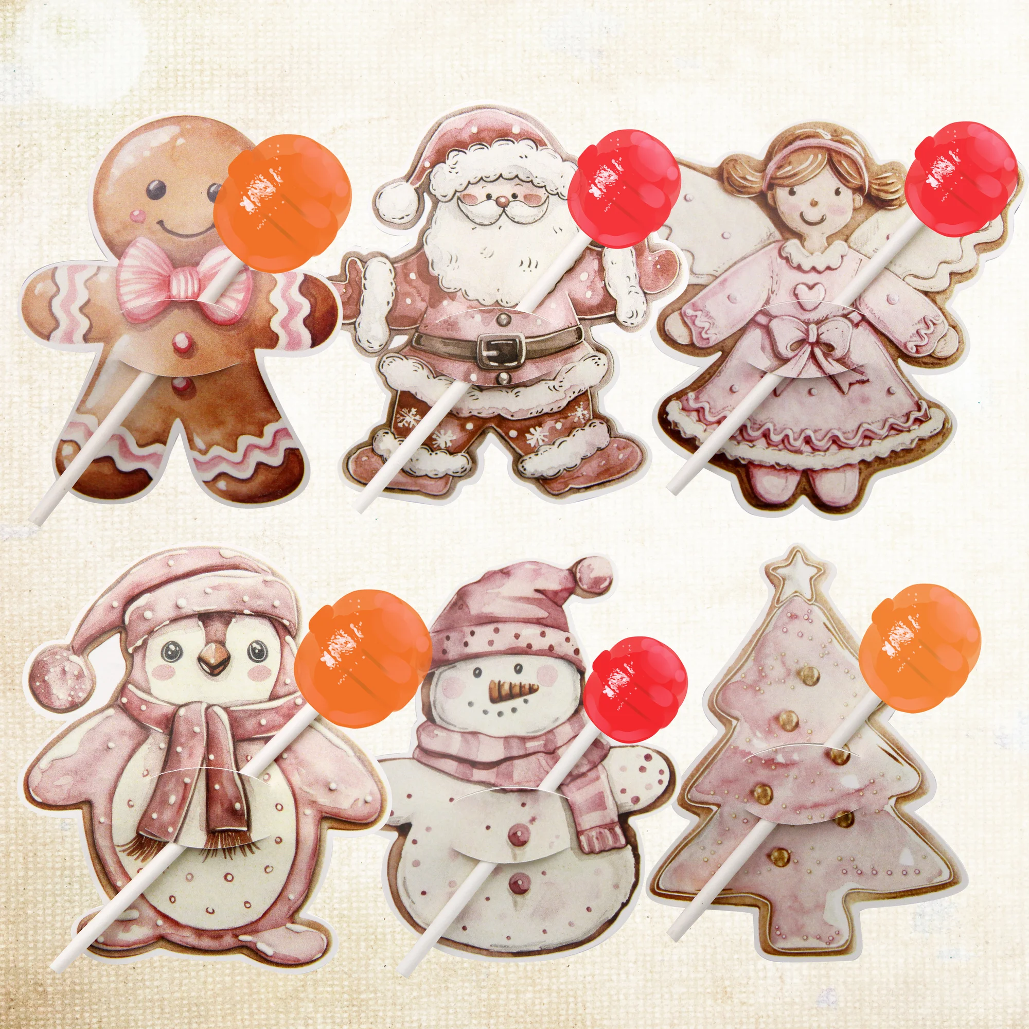 48 Stück Karton Weihnachten Lutscher Karten Engel/Weihnachtsmann/Lebkuchenmann Süßigkeitenhalter für frohe Weihnachten Party Kinder Süßigkeiten Verpackungen