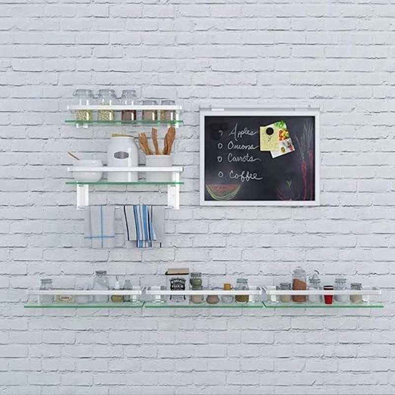 Bore For Kitchen Storage Organization Bathroom Spice Rack Organizer Square Glass Shelf Kitchens Accessories Organizing Fixture
