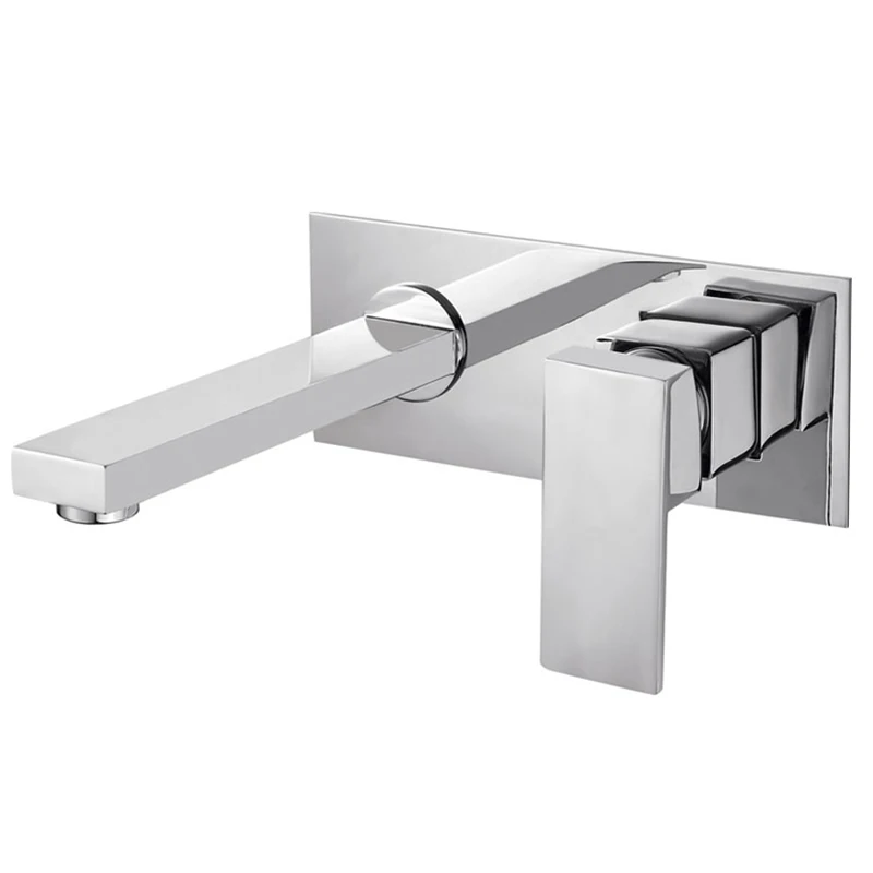 

LANGYO Into the Wall Washbasin Water Tap Three Piece Set Flush Faucet Bathroom Cabinet Basin Mixer BR-320