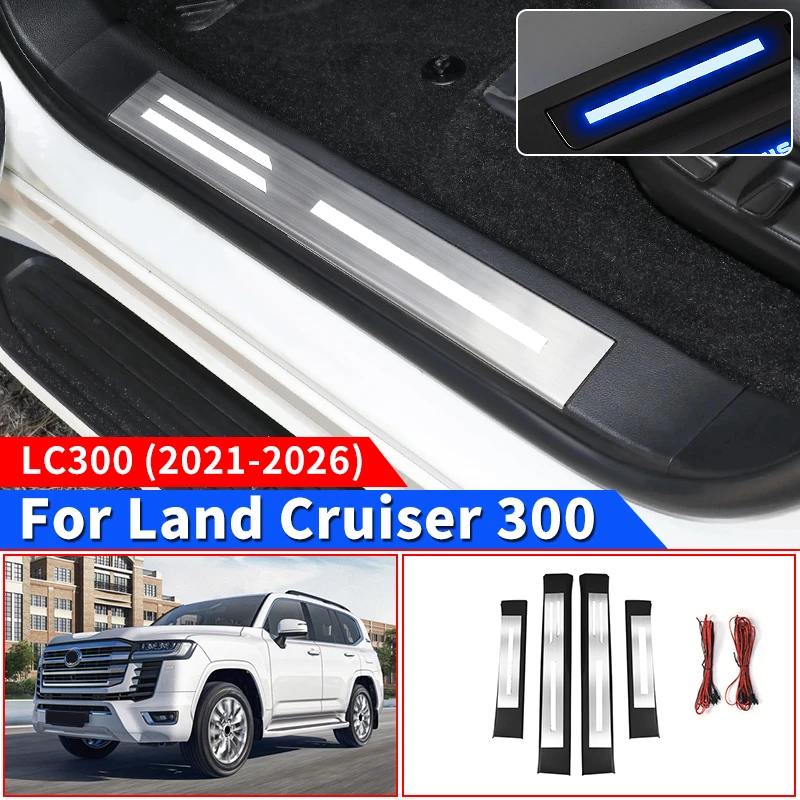 

Для Toyota Land Cruiser 300 2021-2025 светодиодная панель порога, запасная часть lc300, аксессуары для модификации интерьера, педаль приветствия