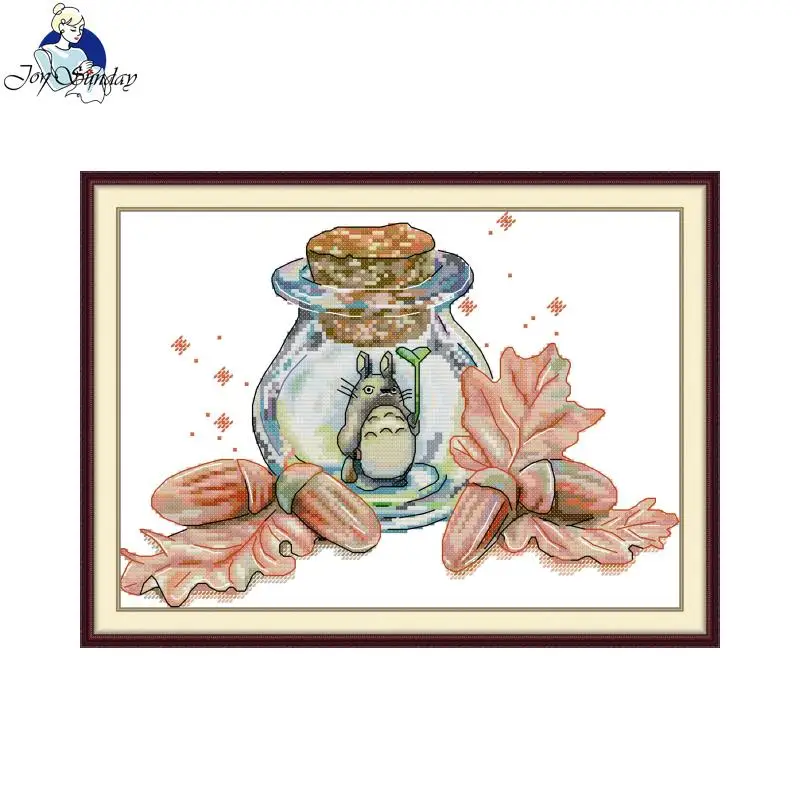 

Набор для вышивания крестиком «Тоторо в бутылке» Aida 11/14/16CT, ручная работа, набор для вышивания, декор для дома, подарок, Joy Sunday