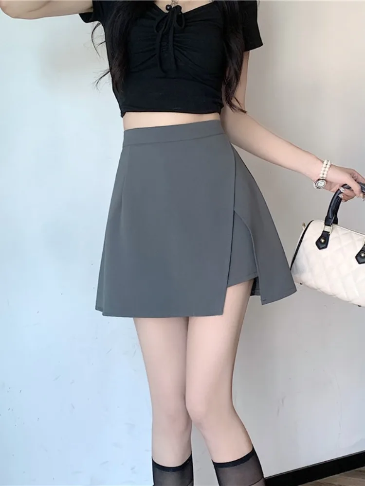 

High Waist A-Line Skirt Women's plus Size Summer Faion Skirts Korean Sle Commute Pure Color f Body Skirts