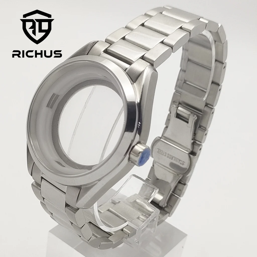 RICHUS NH35 케이스 41mm 시계 케이스 스트랩 사파이어 유리 NH34 NH35 NH36 무브먼트