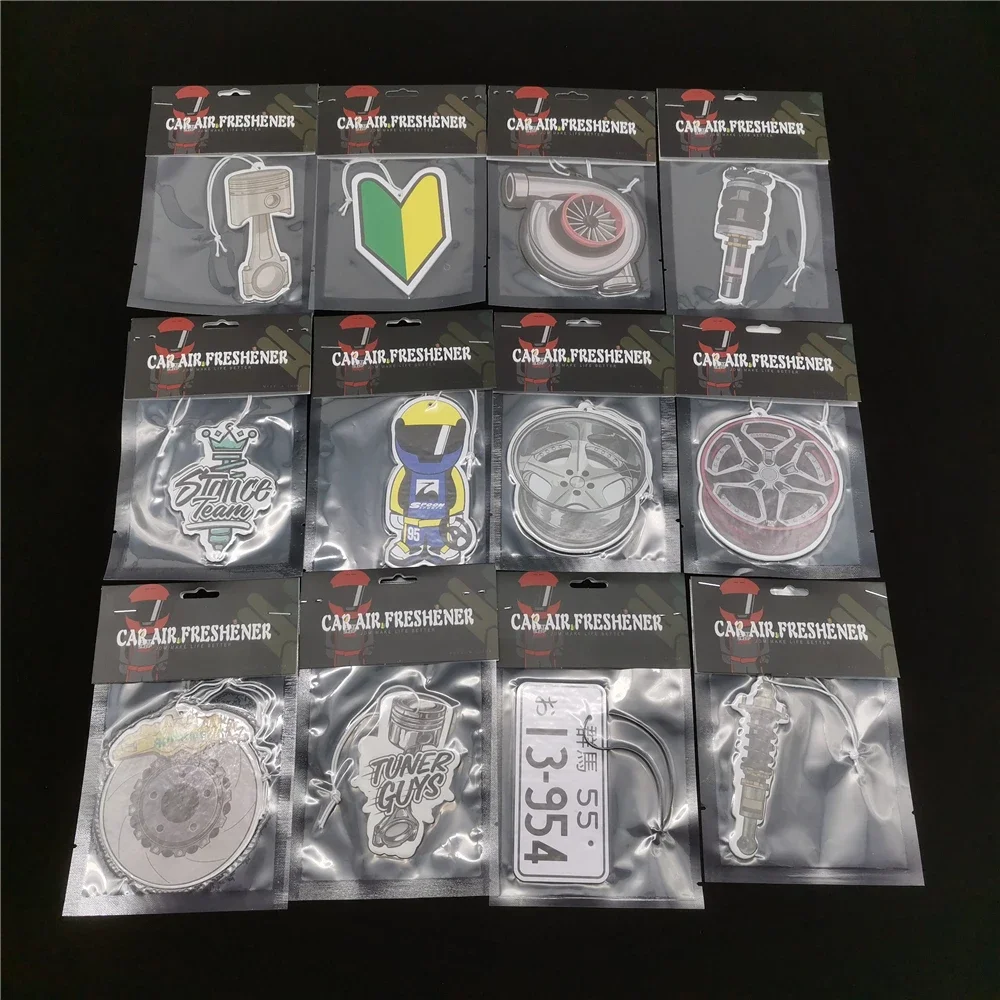 JDM سيارة معطّر الهواء معلقة مثير فتاة السيارات مرآة الرؤية الخلفية العطور سباق نمط توربو قرص فرامل امتصاص الصدمات الورق الصلب #5