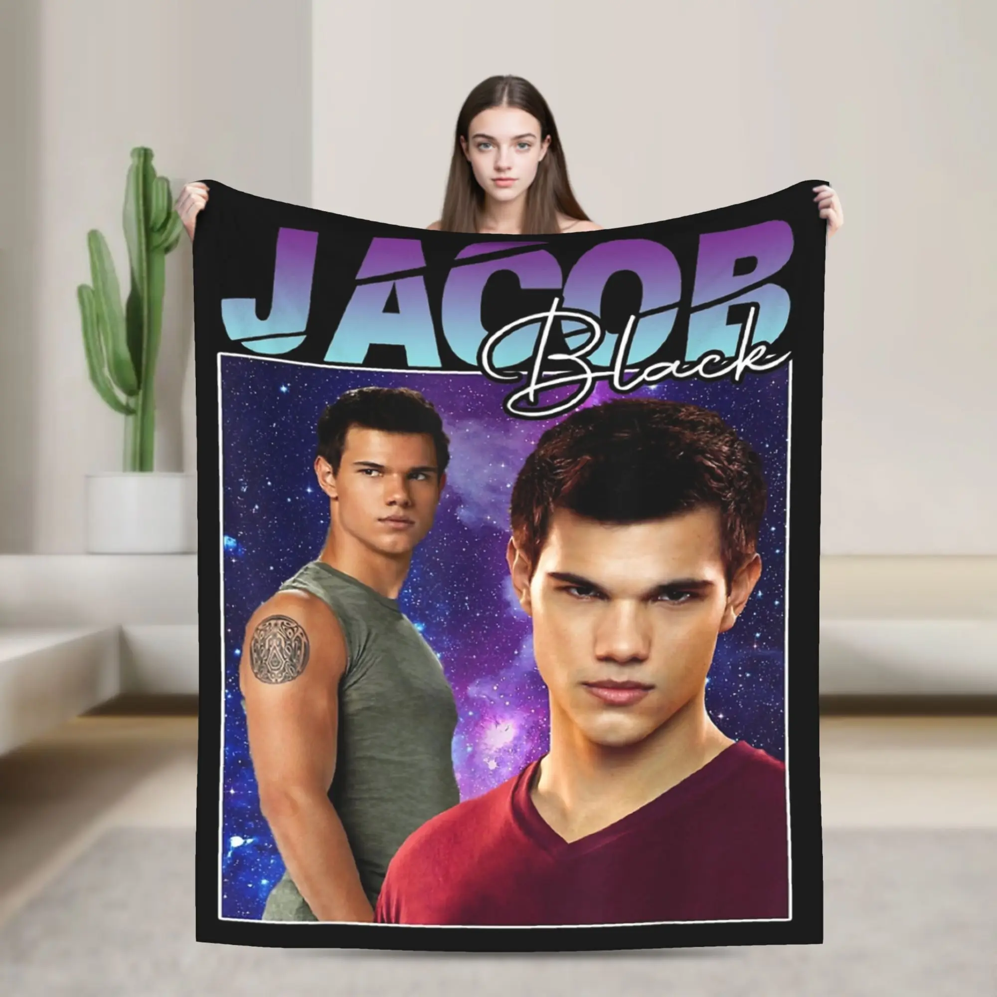 Twilight Jacob Black 90s Blankets Flannel All Season   Multifunction Lightweight Throw Blankets for Sofa Travel Rug Piece