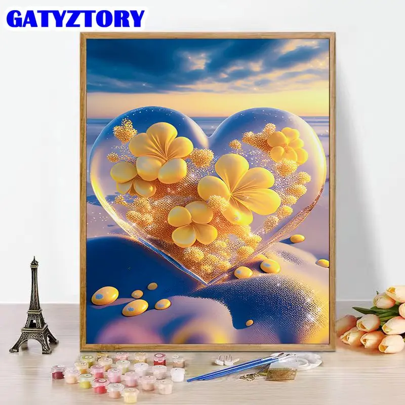 

GATYZTORY Painting By Number Yellow Flowers Diy Frame Picture By Numbers Wall Art Acrylic On Canvas Home Decoration 60x75cm