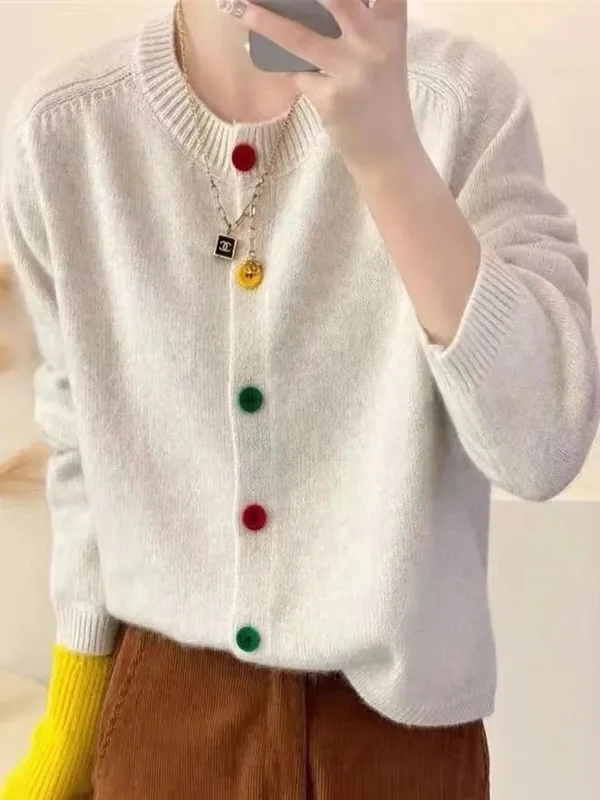 루즈핏 니트 오픈 가디건 여성용 라운드 넥 스웨터 아우터웨어 부드럽고 편안한 봄 가을 겨울 캐주얼 긴 소매