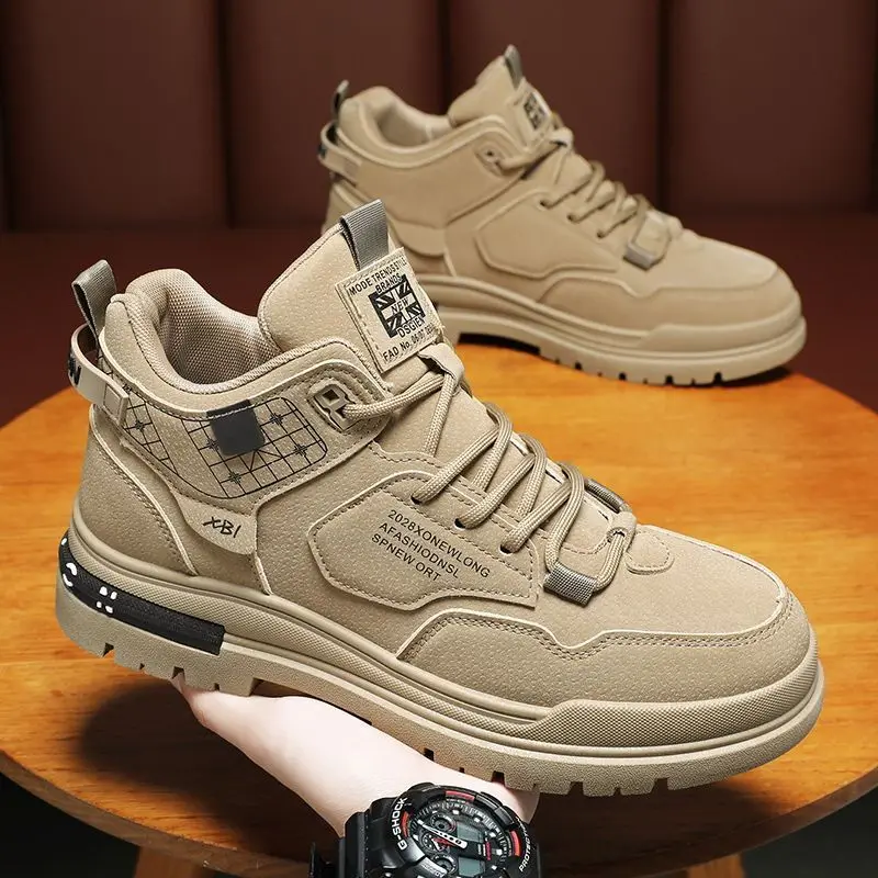Spring Autumn Booties Boots for Men Lace Up Hiking Platform Outdoor Man Shoes New Comfortable Footwear Size 44 Low Price Retro
