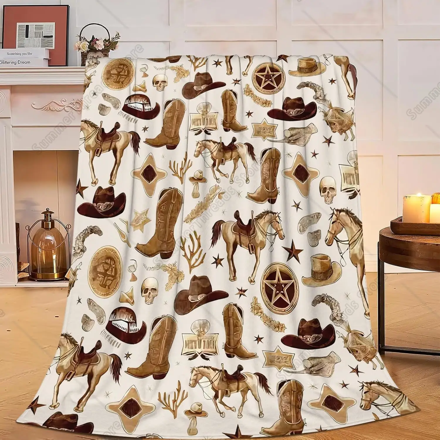 

Western Blanket Soft Cozy Southwestern Flannel Throw Blanket Cowboy Decor Warm Lightweight Fleece Plush Bedding Stuff Blanket