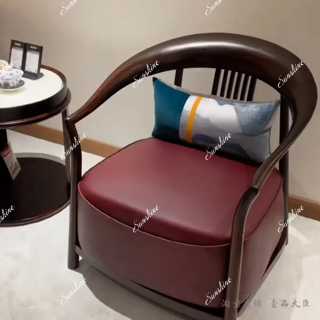 New Chinese style, round coffee table, solid wood reception chair, living room furniture, Zen combination, casual