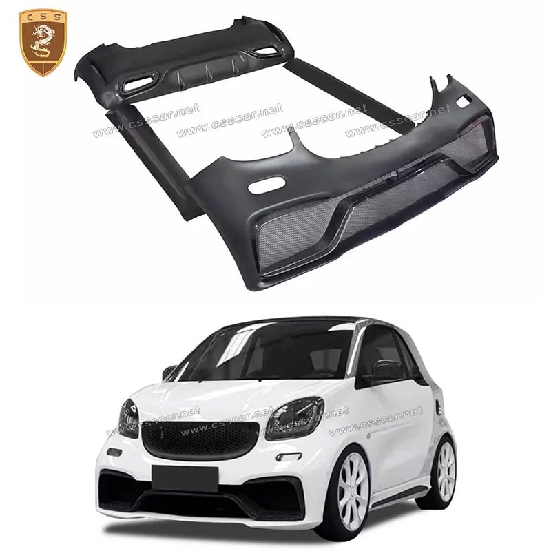 FRP With Carbon Fiber Material Car Wide Front Rear Bumper Protection Guard Body Kit For Benz Smart  453 2016 Upgrade AMG Style