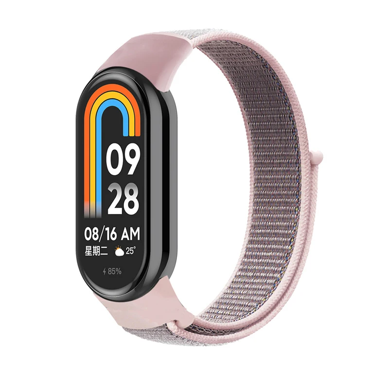 Xiaomi 스마트 밴드 8 용 나일론 시계 밴드 smartwatch 스포츠 루프 miband8 NFC Correa 통기성 빠른 교체 Mi band 8 스트랩