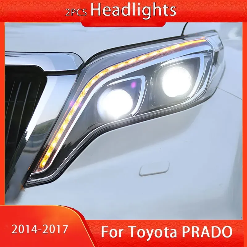 

Автомобильные фары для Toyoto PRADO 14-17, обновление высокой светодиодной фары, обновление DRL, динамическая сигнальная лампа, передний фонарь в сборе