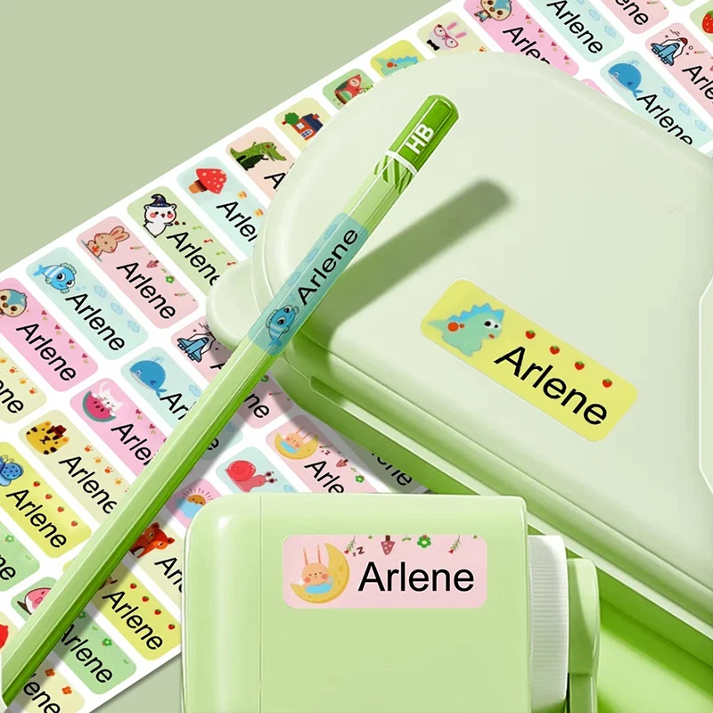 Customized Cartoon Animal Patterns Personalized Design Environmentally Friendly Names Durable Stickers Kid's Stationery Student