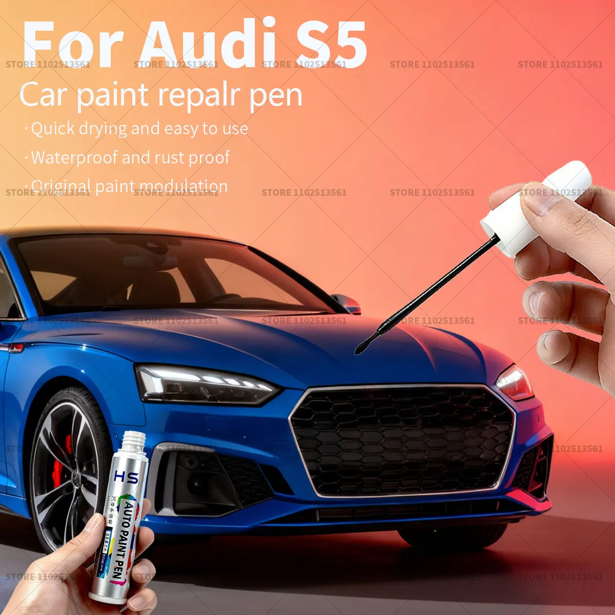 

For Audi S5 Car Paint Repair Pen Touch Up Scratch Remover DIY Auto Accessories Gold LX1Y White LS9R Green Grey 5J Red LZ3M