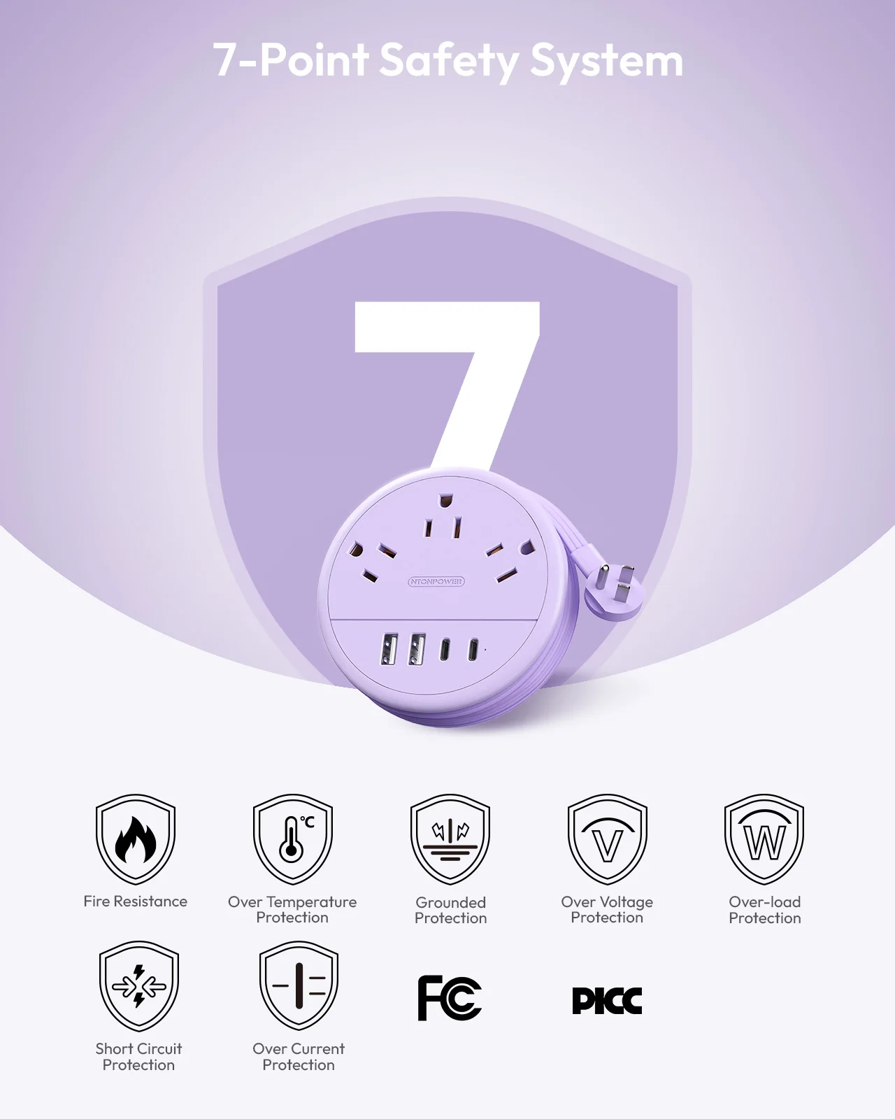 الولايات المتحدة التوصيل قطاع الطاقة المحمولة مع USB-C شحن سريع منافذ 3AC 4 منافذ USB 4FT تمديد الحبل لسفن الرحلات البحرية المطارات الفنادق