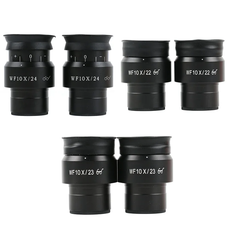 One Pair 2 Pcs WF10X/22 23 24MM Eyepiece for Stereo Microscope Adjustable Wide-angle Eyepiece 30MM Interface