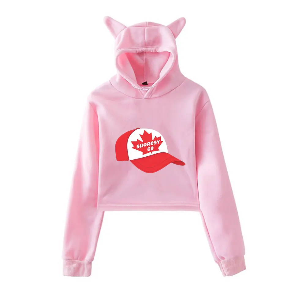 

Толстовки с капюшоном Shoresy Shore Merch для девочек, укороченный пуловер с кошачьими ушками, повседневная одежда с принтом