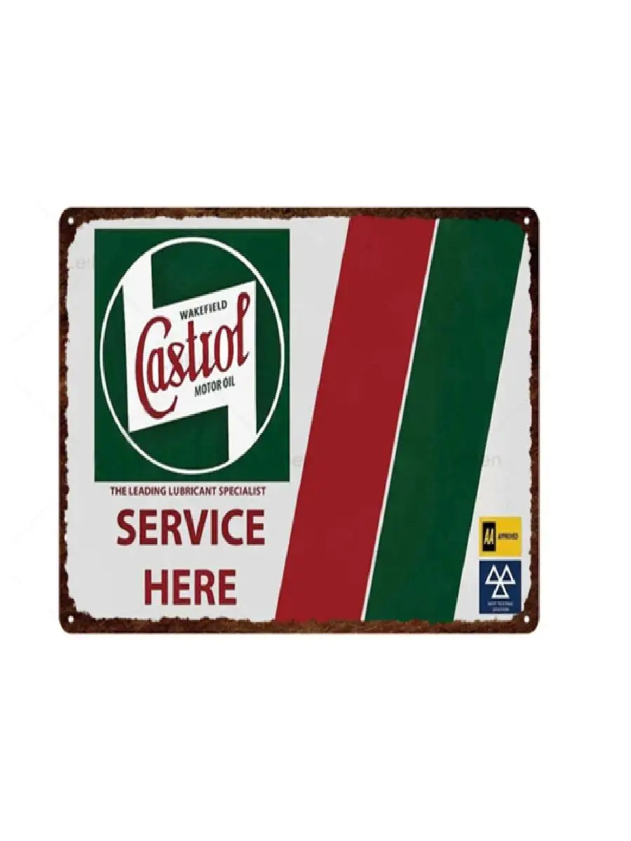 Vintage Castrol Motor Oil Tin Sign  Retro Garage Wall Decor Rusted Metal Motorcycle Club Repair Shop Plate Classic Home Decorati