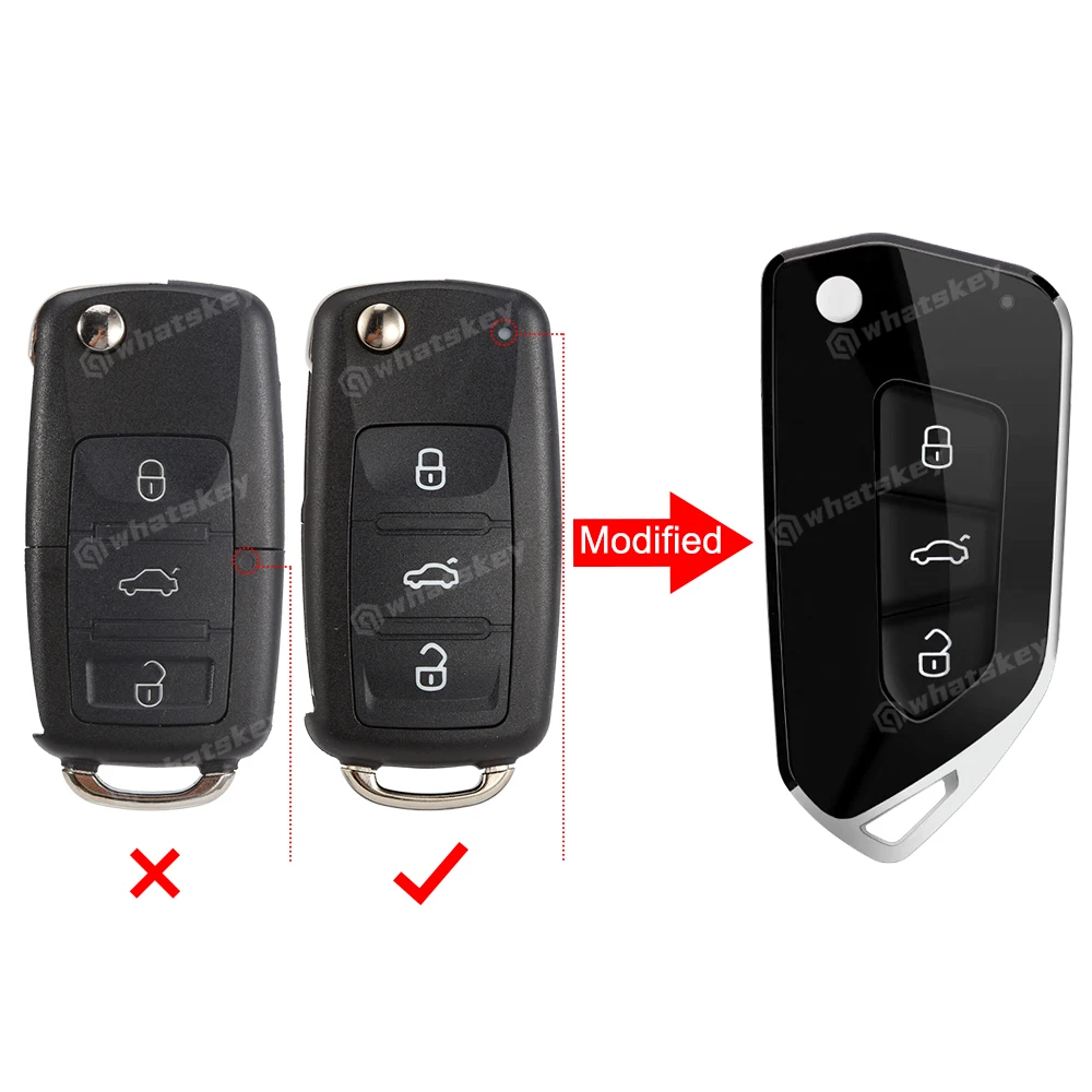 3 Button Car Key Shell Modified Flip Folding Key Case for VW Golf /VOLKSWAGEN Caddy Eos Beetle Polo Up Tiguan Jetta Skoda Seat