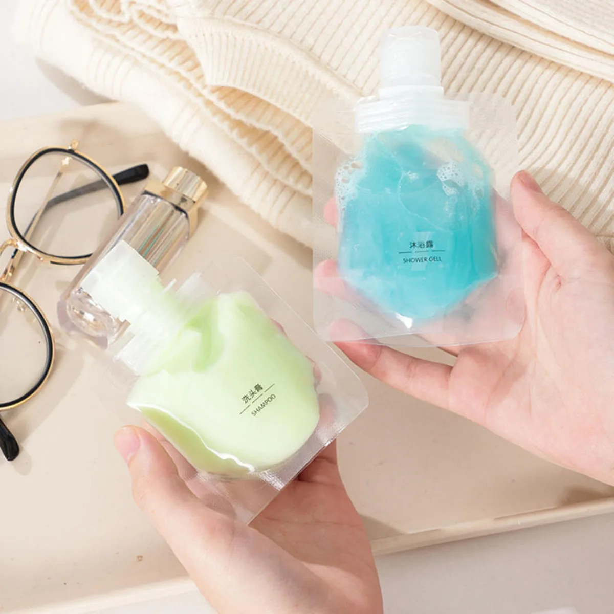 5x 10X Cosmetische Zakken Draagbare 30 ml 50 ml 100 ml Reizen Opslag Lotion Verpakking Flip Deksel Tas voor Lotion Shampoo Gezichtscrème Handzeep