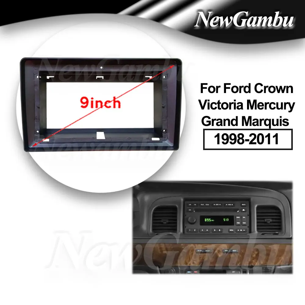 9 Inch Radio Fascia fit For Ford Crown Victoria Mercury Grand Marquis 1998-2011  Frame Install Surround Trim Panel Audio