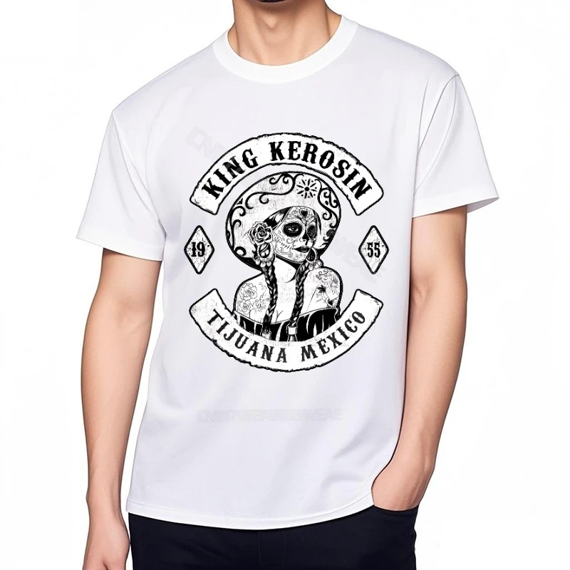 تي شيرت سريع الجفاف كاجوال تي شيرت King Kerosin Tijuana المكسيك ناعم بلون سادة تي شيرت كلاسيكي ناعم أساسي