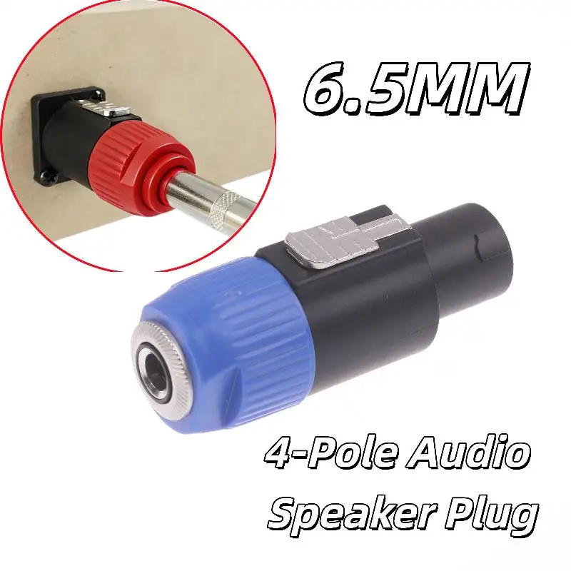 4 Pole Audio Speaker Plug to 65mm Converter Adapter Male to 14 Inch TS Female for Karaoke and Live Performance Setup