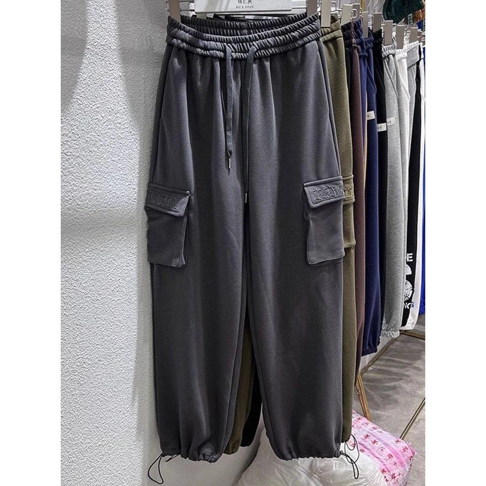 

Очень большие свободные мужские спортивные штаны 300-мешочек, осенне-зимние брюки-стринги, прямая рабочая одежда, повседневная широкая спортивная одежда...