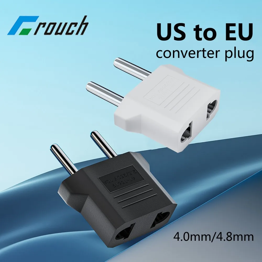 4.8mm/4.0mm Electrical Socket Plugs Adapters US to EU Plug Power Travel Converter American China KR To Europe Plug Adapter