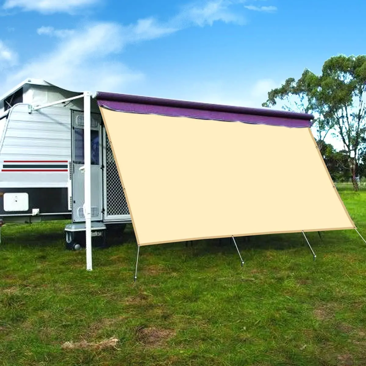 

8 ft. x 8 ft. RV Awning Privacy Screen Shade Panel Kit Side Sunblock Shade Drop