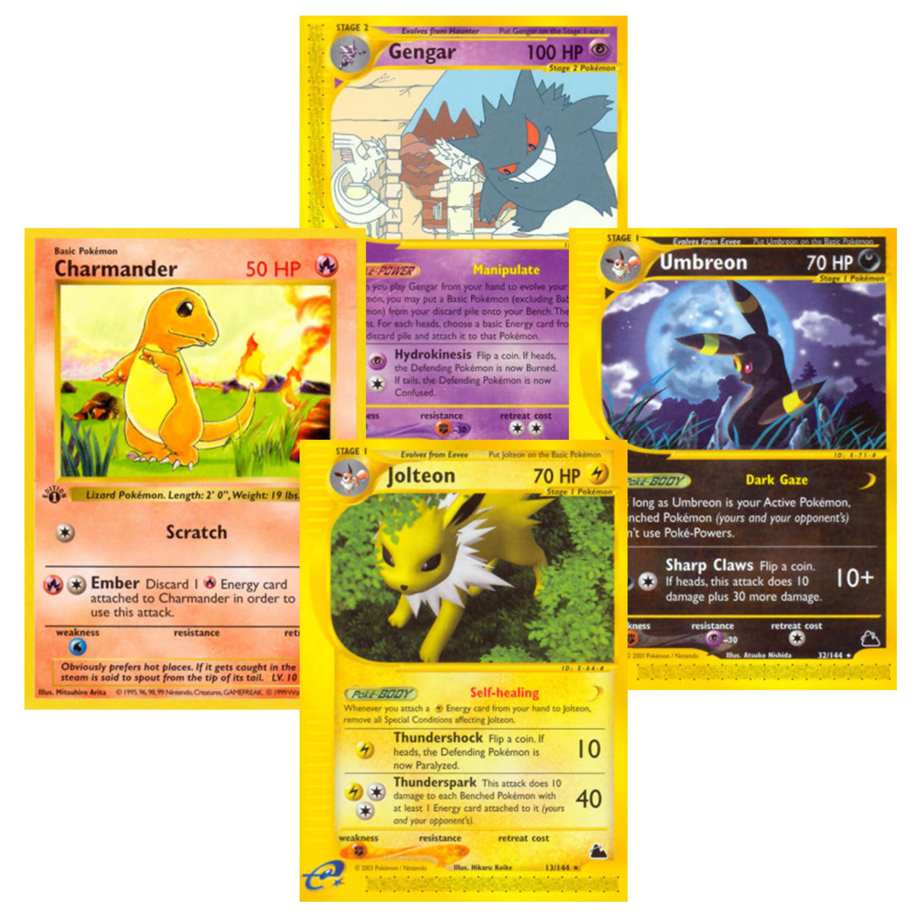 PTCG TCG Base Set Skyridge Vintage SK BS Non-Holo Proxy Cards Gyarados Gengar Charmander Umbreon Collection Toys