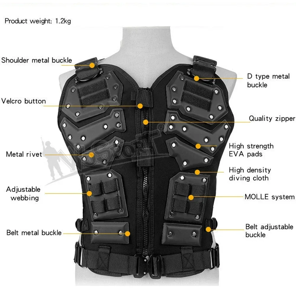 Tactical Vest High Quality Hunting Military Special Forces Combat Vest Gold Steel Armor CS Airsoft Paintball Protective Vest