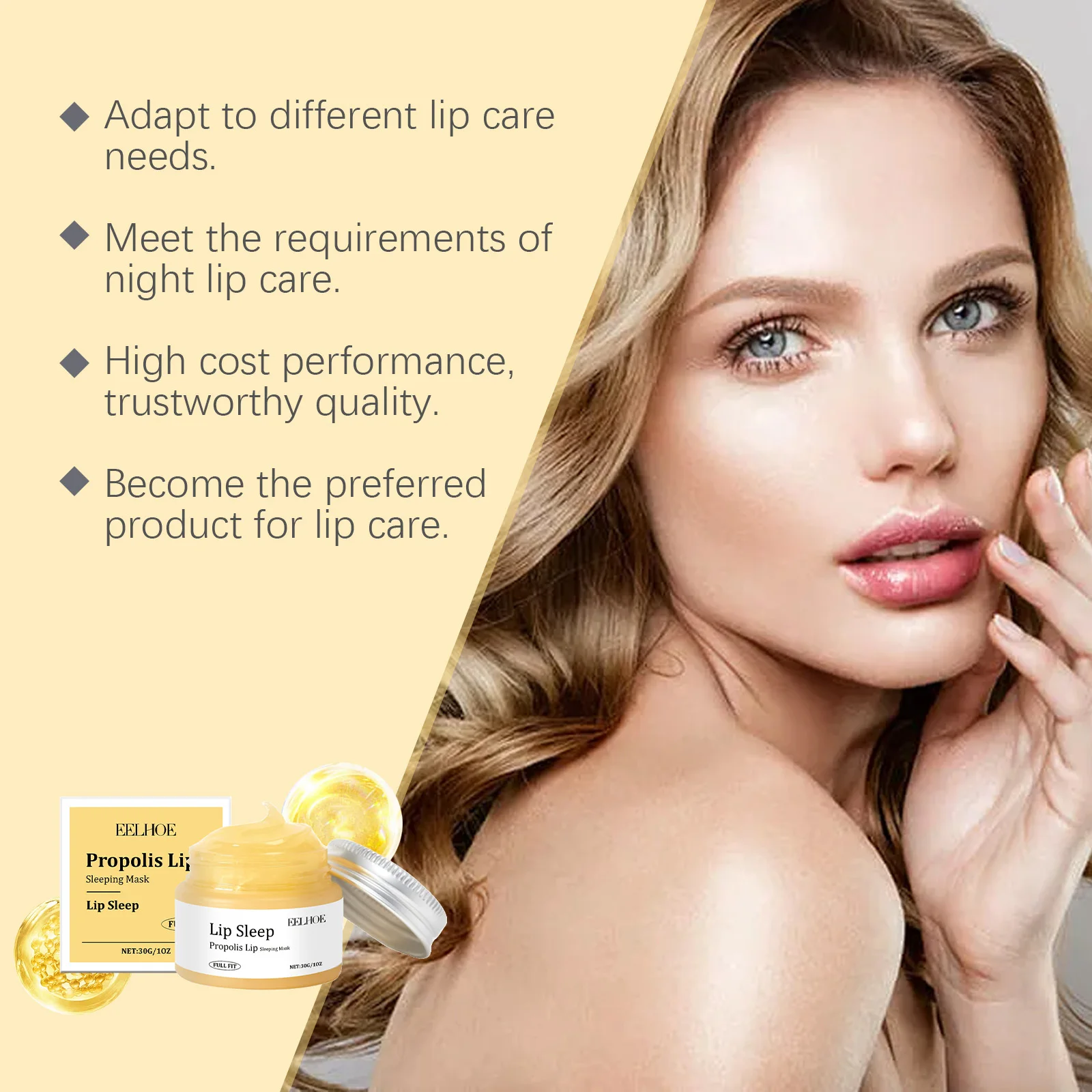 Propolis Lip Sleeping Mask Deeply Nourish Lips Enhance Lip Elasticity Prevent Chapped Lips Long-lasting Moisturizing Lip Mask