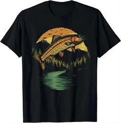 Fishing Fanatic Tee - with Bold Brook Trout Design T Shirt Graphic T Shirts Men Clothing Tops Camisetas Streetwear Ropa Hombre