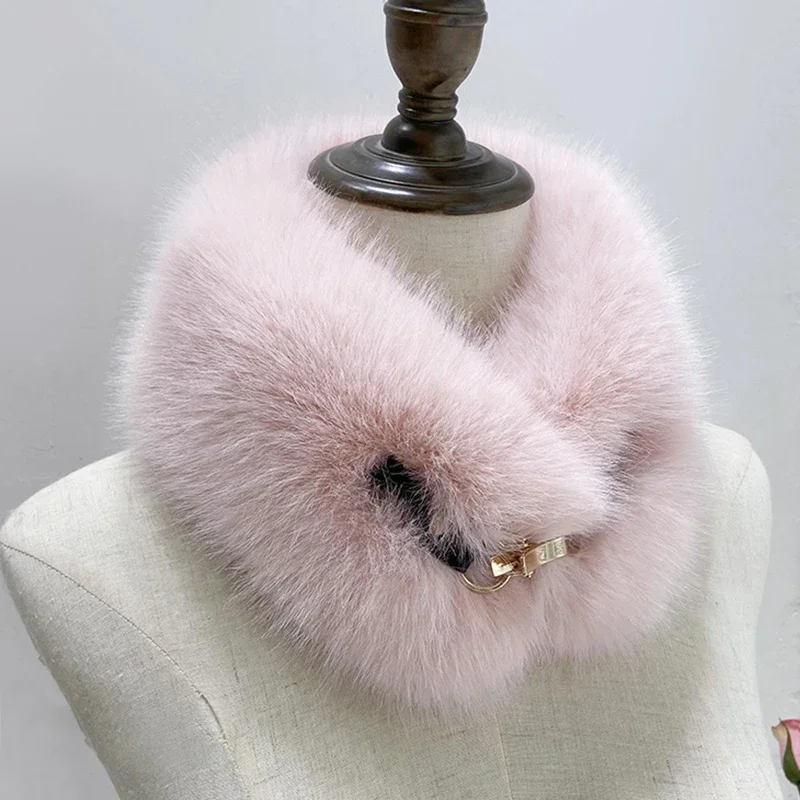 Imitation Fox Fur Collar Scarf Women Winter Thicken Warm Soft Plush Neck Protection Scarves Lady Elegant Coat Decor Accessories