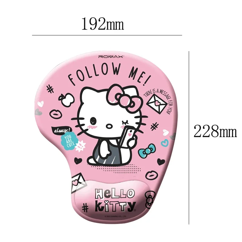 Sanurgente-Tapis de souris Hello Kitty avec protection des poignets, accessoire ergonomique et mignon pour ordinateur de bureau et PC portable