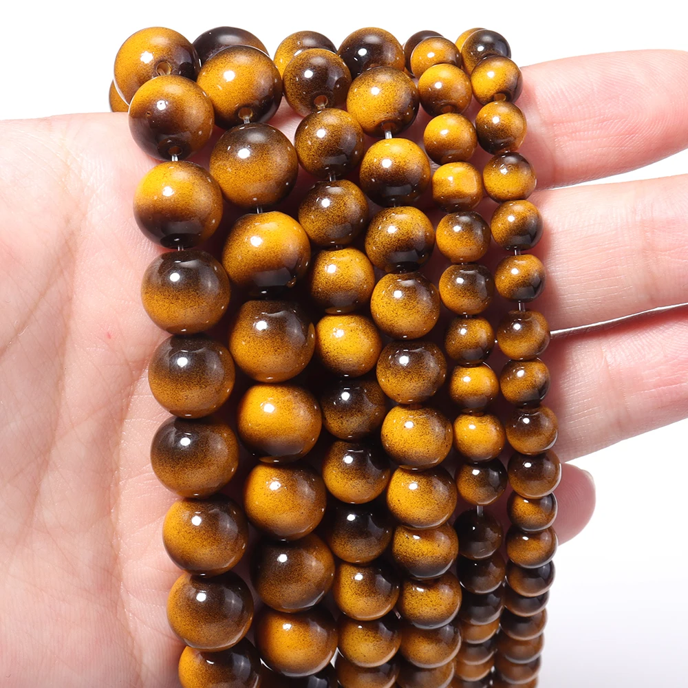 1strand/lot 6/8/10mm Imitation Tiger Eye Glass Beads Round Loose Spacer Bead for DIY Bracelet Necklace Jewelry Making