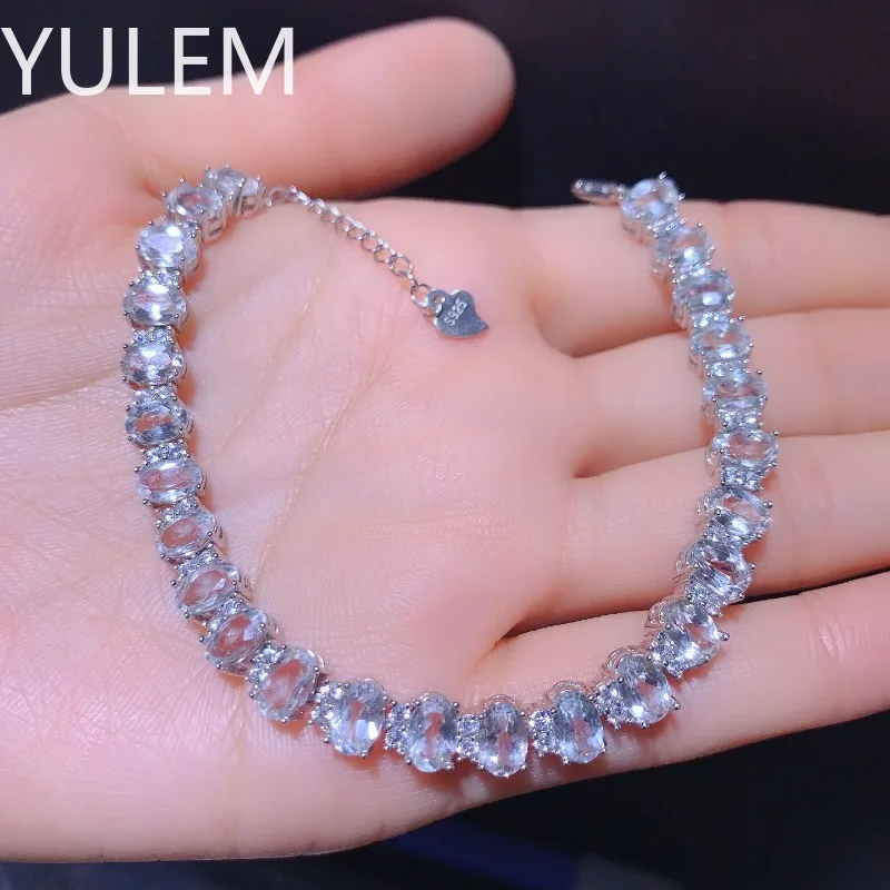 

Natural Oval 4*6mm Gemstone White Topaz Bracelet 925 Sterling Silver Fine Jewelry Suitable for Girls'daily or Party Wear