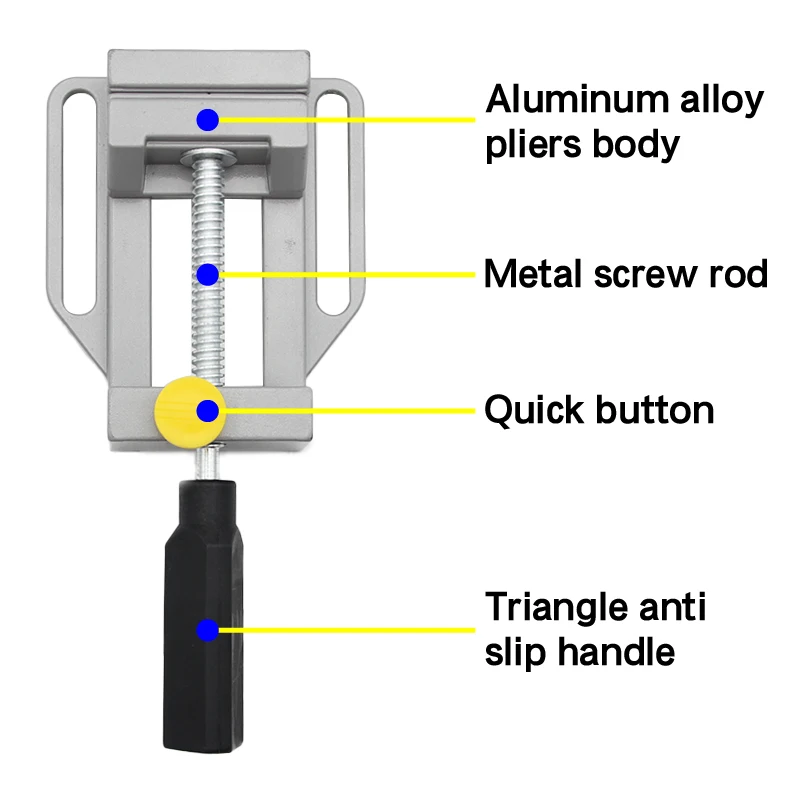 Mini Bench Vise Aluminum Alloy Flat Nose Pliers Table Clamp Quick Release for Woodworking DIY Drill Press Vise Accessory