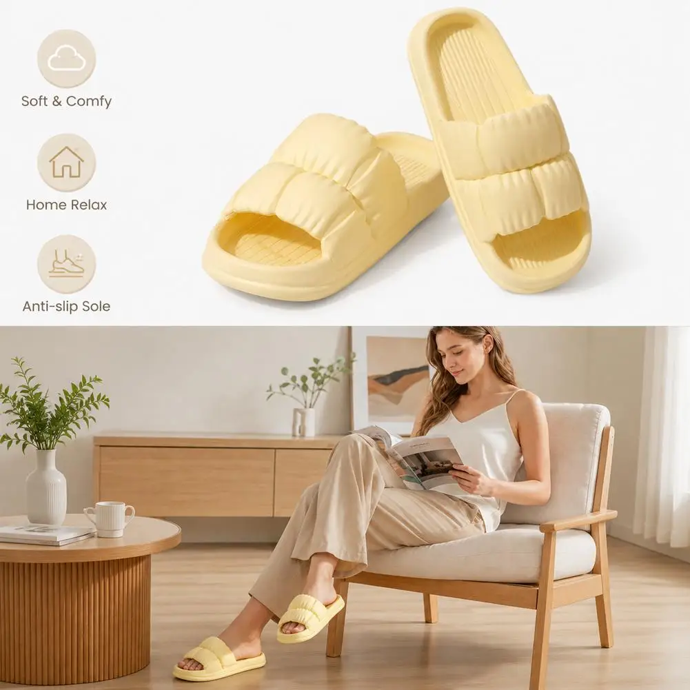 Soft Bottom Slippers for Women Home Bathroom Home Bath Non-slip Couple Summer Sandals for Men Summer Wear Comfortable