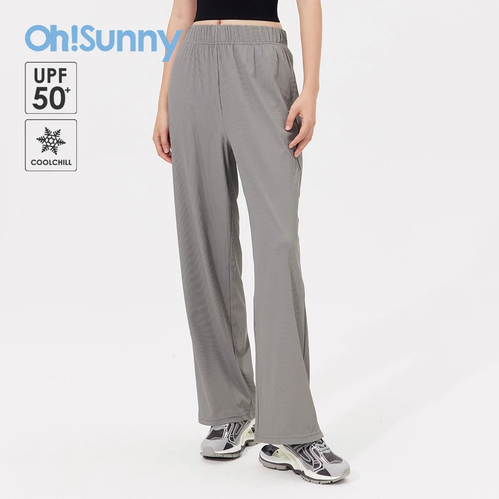 

OhSunny Women Sunscreen Wide-leg Pants Loose Cooling Breathable Anti-UV UPF50+ Fashion Casual Slimming Thin Trousers