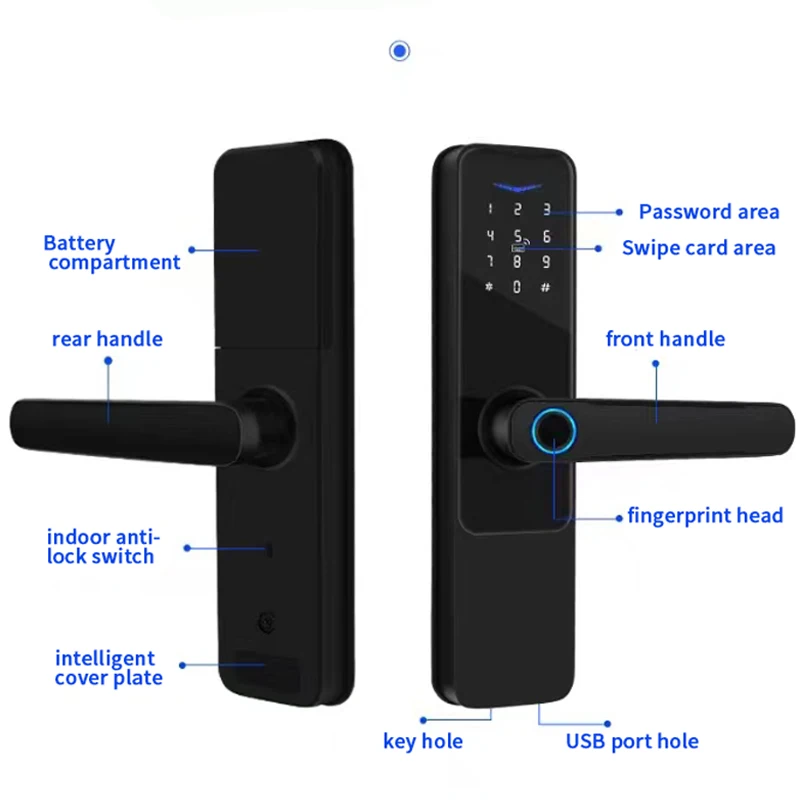 kingku Tuya Fingerprint Digital Door Lock Smart App Remotely Biometric Password Card Unlock for Office Home Airbnb Apartment