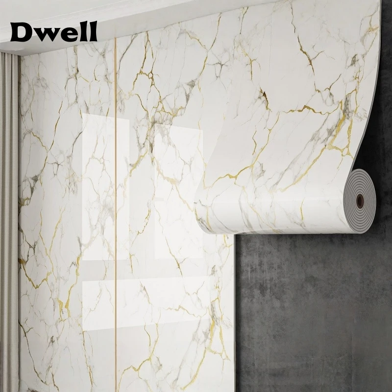 

1 Roll Marble Wall Sticker Waterproof Self-adhesive Wallpaper for Living Room Bedroom Wall Cladding Wallpapers Home Decorative