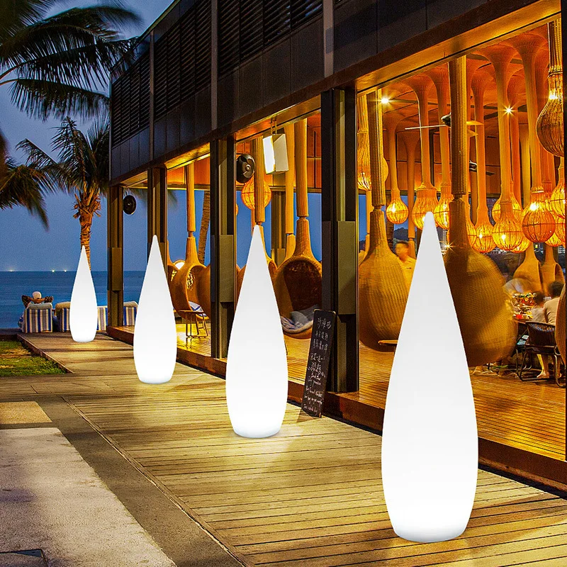 Waterproof Outdoor Landscape Floor Lamp Creative Water Drop Design for Shopping Mall Hotel Courtyard Villa Park Decor